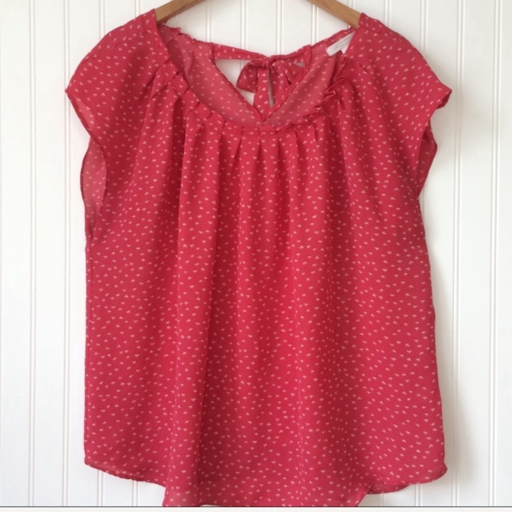 LC Lauren Conrad Print Pleated Blouse Size XL